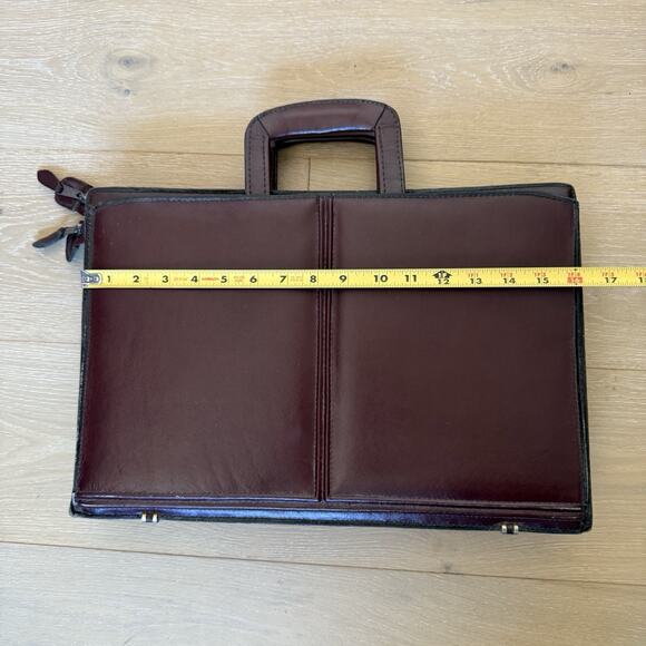 Heritage Burgundy Leather Portfolio Bag Oxblood Briefcase Cross Body Attaché - Picture 4 of 9